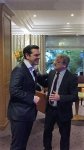 Alexis Tsipras mit Michel im Hotel Garden Elysées in Paris